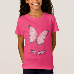 T-Shirt papillon en paillettes roses