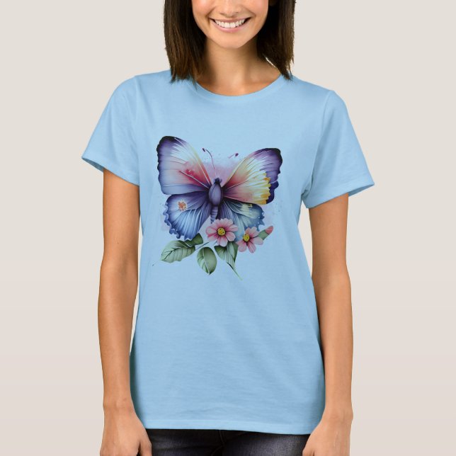T-shirt Papillon et fleurs (Devant)