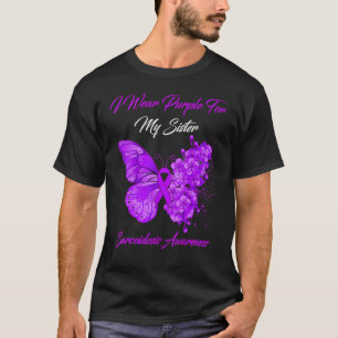 T-shirt Papillon Femme Je Porte Violet Pour Ma Soeur Sarco