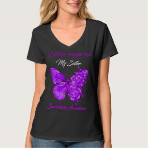 T-shirt Papillon Femme Je Porte Violet Pour Ma Soeur Sarco