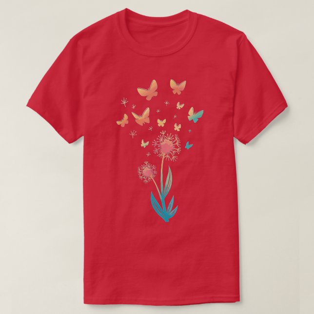 T-shirt Papillon Fleur Dandelion Pour Papillon Lover Sum (Design devant)