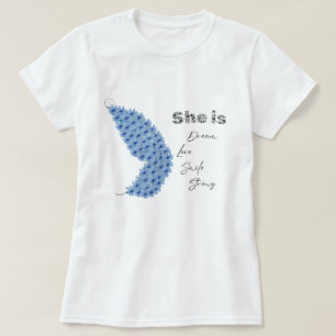 T-shirt Papillon Fleur Elle Est Rêve Amour Sourire Fort