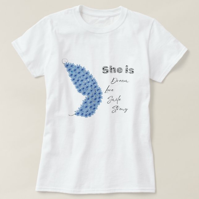 T-shirt Papillon Fleur Elle Est Rêve Amour Sourire Fort (Design devant)