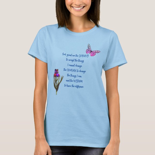 T-shirt Papillon Fleur Prière Sérénité Inspiration (Devant)