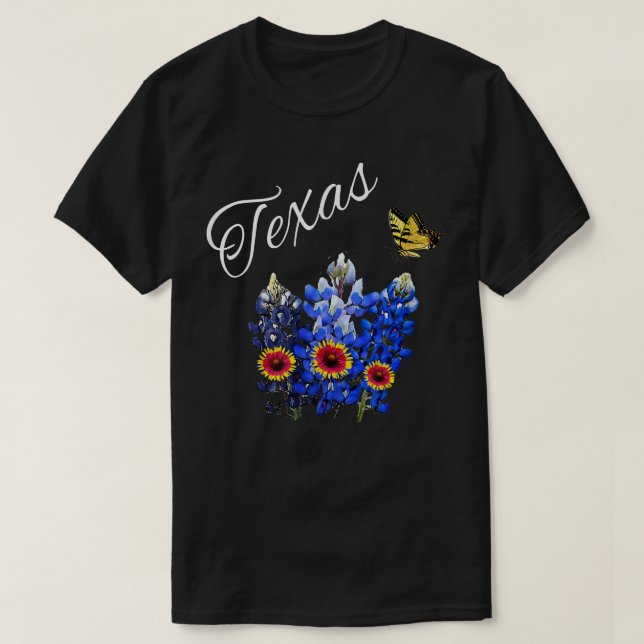 T-shirt Papillon Fleur sauvage du Texas Accueil État Blueb (Design devant)
