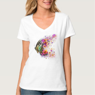 T-shirt Papillon Floral Aquarelle Explosion Esthétique