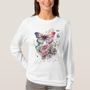 T-shirt Papillon Floral Aquarelle Sauvage Et Libre