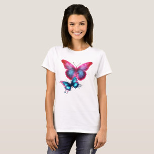 T-shirt Papillon flottant Papillons colorés sur fond blanc