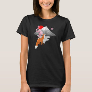 T-shirt Papillon Fox Avec Fleur de cerisier Wing Japonais 