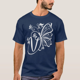 T-shirt Papillon Grunge Fairycore Lettre esthétique V Mono