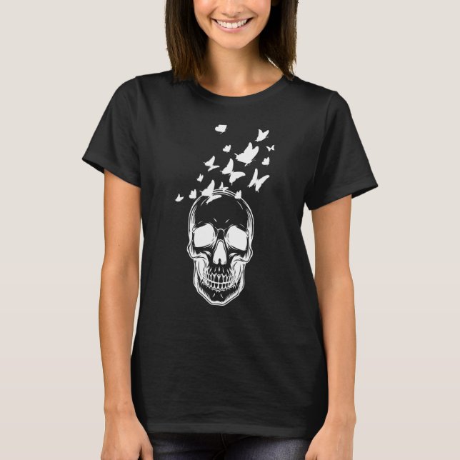T-shirt Papillon Grunge Fairycore Skeleton esthétique Skul (Devant)