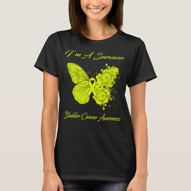 T-shirt Papillon I’m A Survivder Bladder Cancer Sensibilis (Devant)