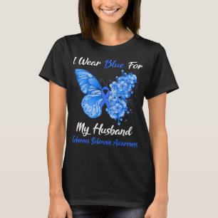 T-shirt Papillon Je Porte Bleu Pour Mon Mari Tuberous