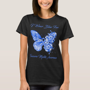 T-shirt Papillon Je Porte Du Bleu Pour La Myélite Transver