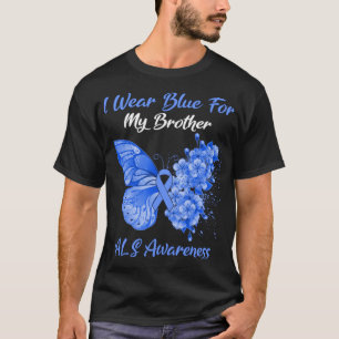 T-shirt Papillon Je Porte Du Bleu Pour Mon Frère Sensibili