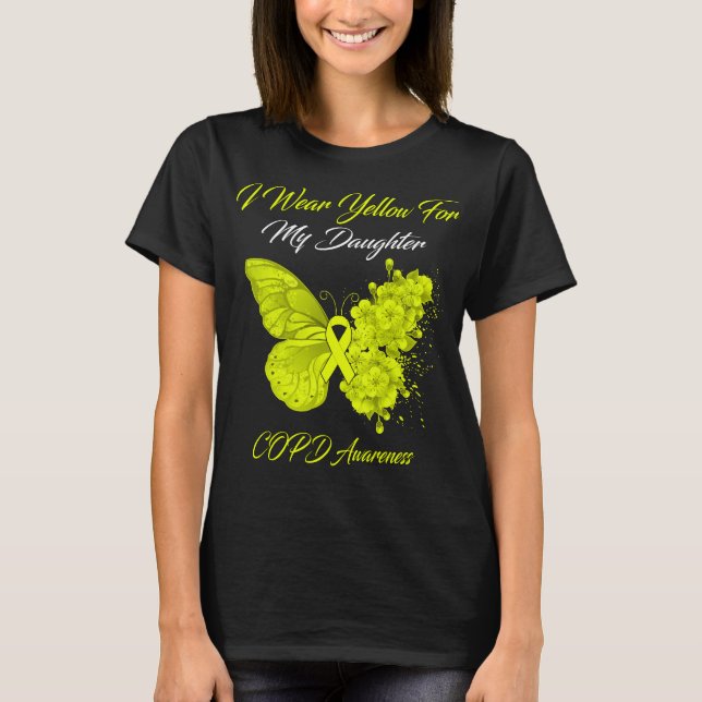 T-shirt Papillon Je Porte Jaune Pour Ma Fille MPOC (Devant)