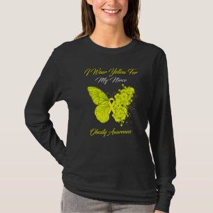 T-shirt Papillon Je Porte Jaune Pour Ma Nièce Obesity Awar