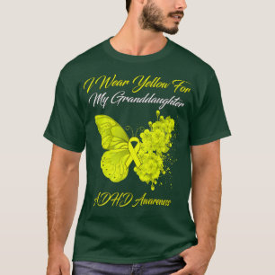 T-shirt Papillon Je Porte Jaune Pour Ma Petite-Fille TDAH