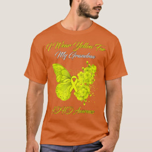 T-shirt Papillon Je Porte Jaune Pour Mon Grand-Mère AdHD