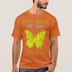 T-shirt Papillon Je Porte Jaune Pour Mon Nephew ADHD Award