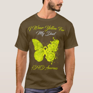 T-shirt Papillon Je Porte Jaune Pour Mon Papa TDAH Sensibi