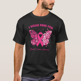 T-shirt Papillon Je Porte Le Rose Pour La Sensibilisation