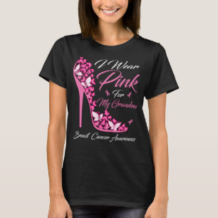 T-shirt Papillon Je Porte Le Rose Pour Mon Grand-Mère Canc