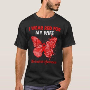 T-shirt Papillon Je Porte Le Rouge Pour Ma Femme Tuberculo