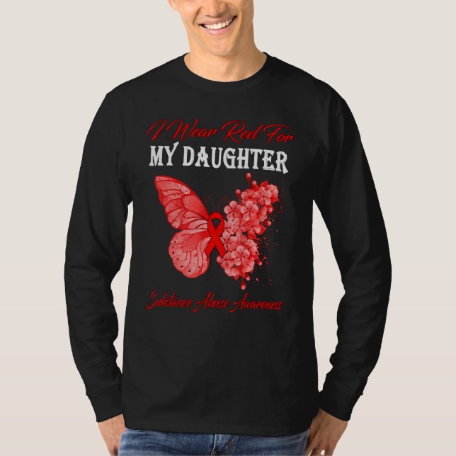 T-shirt Papillon Je Porte Le Rouge Pour Ma Fille Substance (Devant)