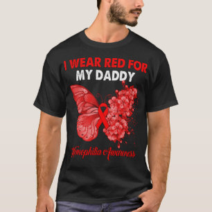 T-shirt Papillon Je Porte Le Rouge Pour Mon Papa Hémophili