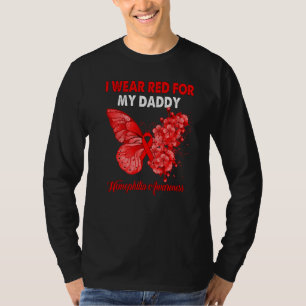 T-shirt Papillon Je Porte Le Rouge Pour Mon Papa Hémophili