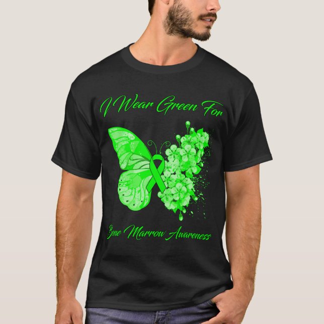 T-shirt Papillon Je Porte Le Vert Pour La Sensibilisation  (Devant)