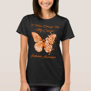 T-shirt Papillon Je Porte Orange Pour Ma Leucémie Cousine