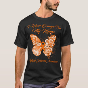 T-shirt Papillon Je Porte Orange Pour Ma Mama Scler Multip