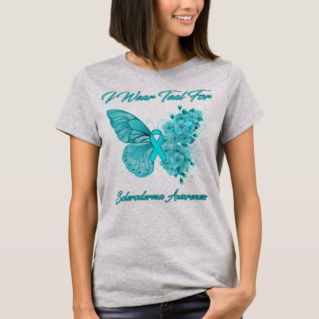 T-shirt Papillon Je Porte Turquoise Pour La Sensibilisatio (Devant)