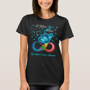 T-shirt Papillon Je Porte Turquoise Pour Le Cancer Gynécol