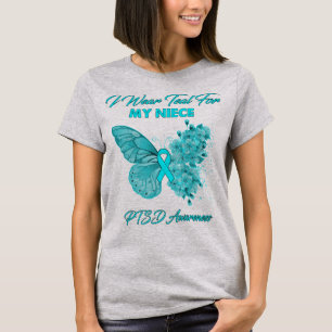 T-shirt Papillon Je Porte Turquoise Pour Ma Nièce PTSD Sen