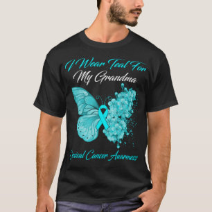 T-shirt Papillon Je Porte Turquoise Pour Mon Grand-Mère Ce