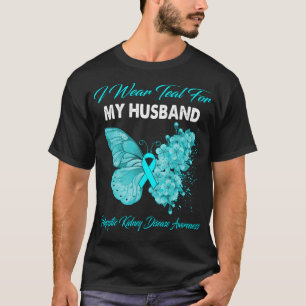 T-shirt Papillon Je Porte Turquoise Pour Mon Mari Polykyst