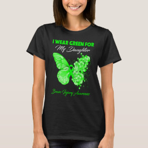 T-shirt Papillon Je Porte Vert Pour Ma Fille Cerveau Injur