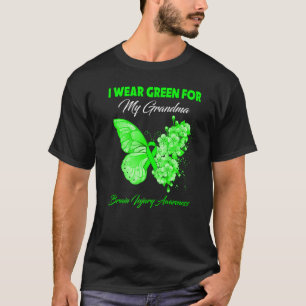 T-shirt Papillon Je Porte Vert Pour Ma Grand-Mère Blessure