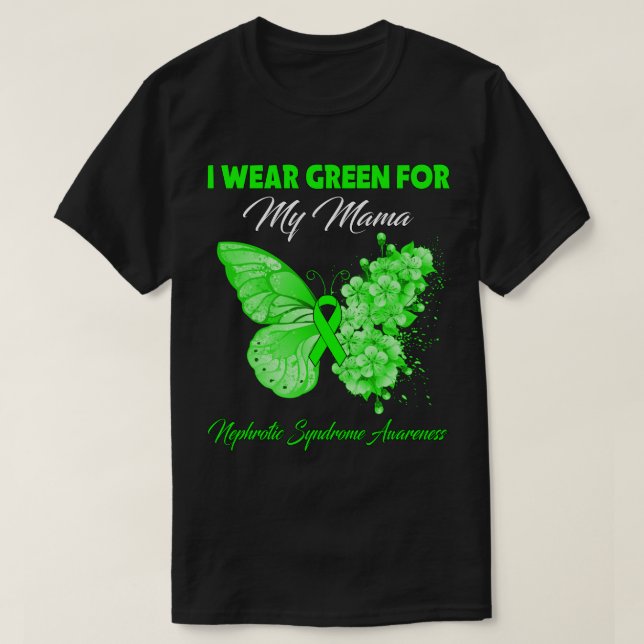 T-shirt Papillon Je Porte Vert Pour Ma Grand-Mère Néphroti (Design devant)