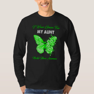 T-shirt Papillon Je Porte Vert Pour Ma Tante Maladie Menta