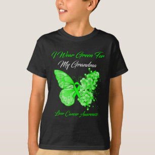 T-shirt Papillon Je Porte Vert Pour Mon Grand-Mère Cancer