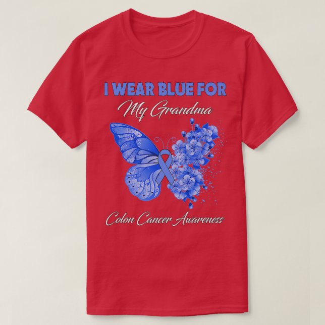 T-shirt Papillon Je Porte Vert Pour Mon Grand-Mère Cancer  (Design devant)