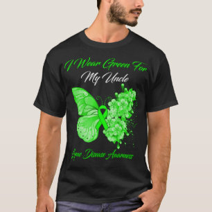T-shirt Papillon Je Porte Vert Pour Mon Oncle Maladie Lyme