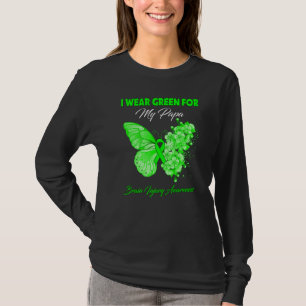 T-shirt Papillon Je Porte Vert Pour Mon Papa Brain Blessé