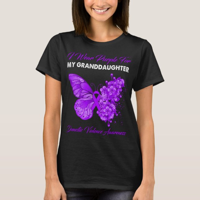 T-shirt Papillon Je Porte Violet Pour Mes Domaines De Peti (Devant)