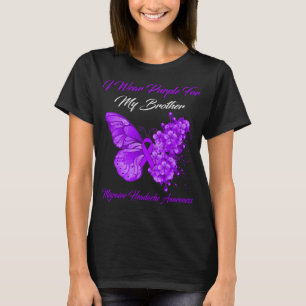 T-shirt Papillon Je Porte Violet Pour Mon Frère Migraine I