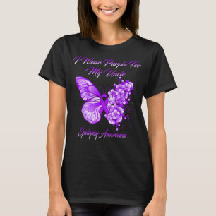 T-shirt Papillon Je Porte Violet Pour Mon Oncle Épilepsie